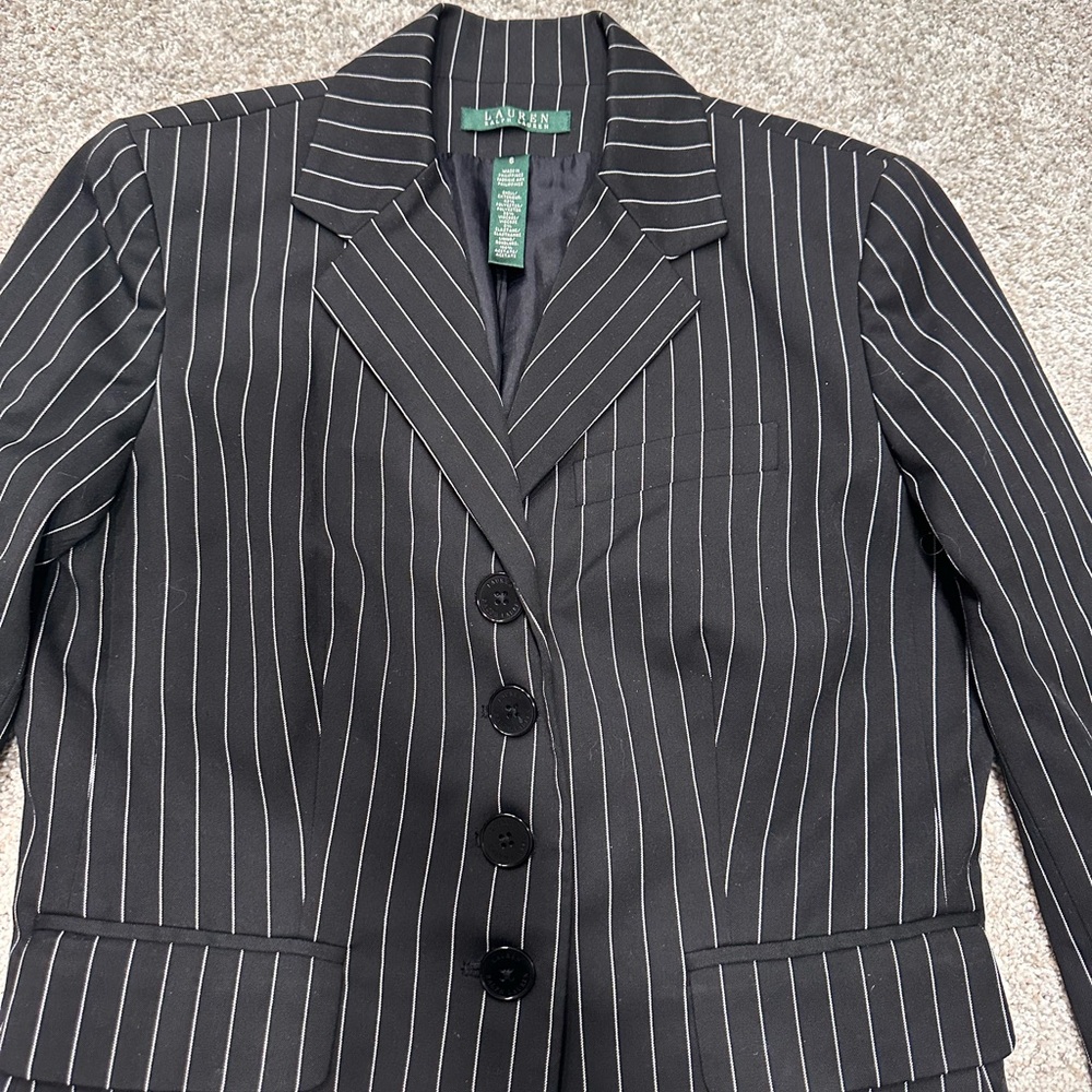 Lauren Ralph Lauren Black Pinstripe Blazer - Picture 5 of 15